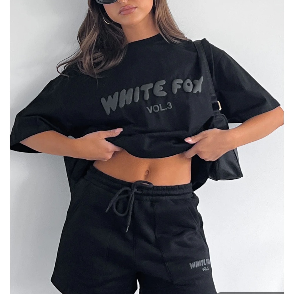 White Fox Boutique Black Logo Short Sleeve Tee